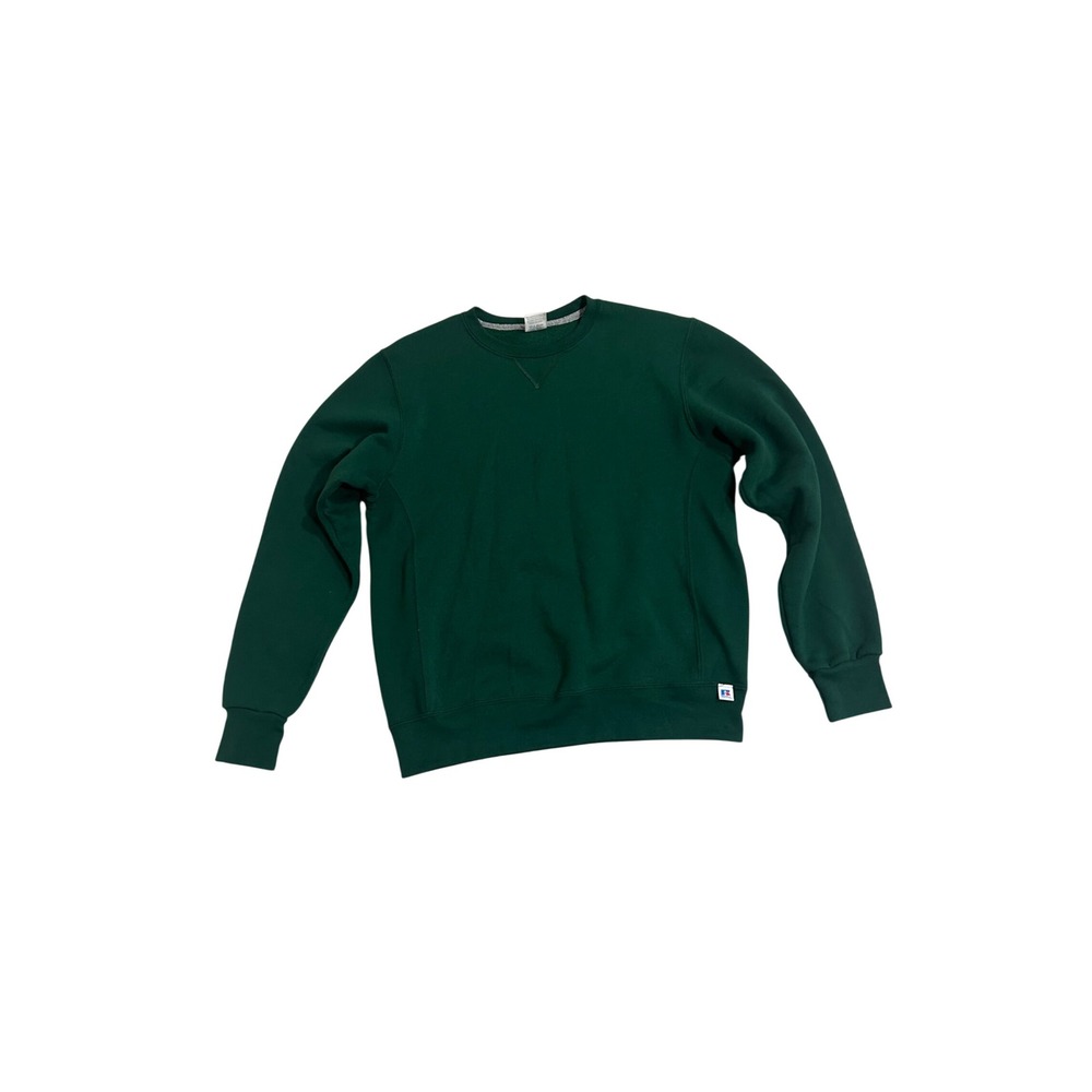 Russell Athletic Mens Crewneck Sweatshirt Forest Green V-Stitch Fleece Medium